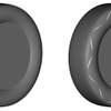 ノーマルタイヤ（左）と新形状エアロダイナミクスタイヤ（右）のイメージ