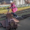 森のトロッコ鉄道エコレールの方向転換作業。