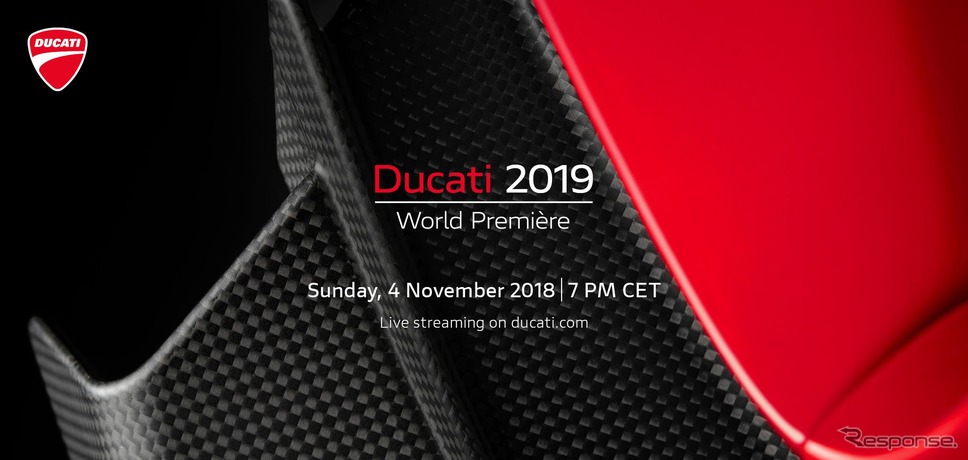 ドゥカティの2019年モデルのティザーイメージ