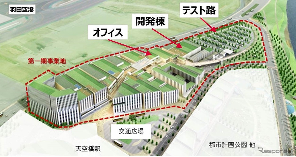 デンソーが2020年6月に羽田空港エリアに開設する予定の自動運転技術の試作開発、車両実証の拠点イメージ