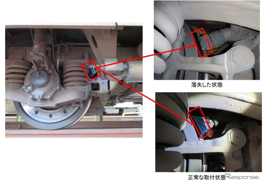 落失した「研磨子」の取付け位置と状態。