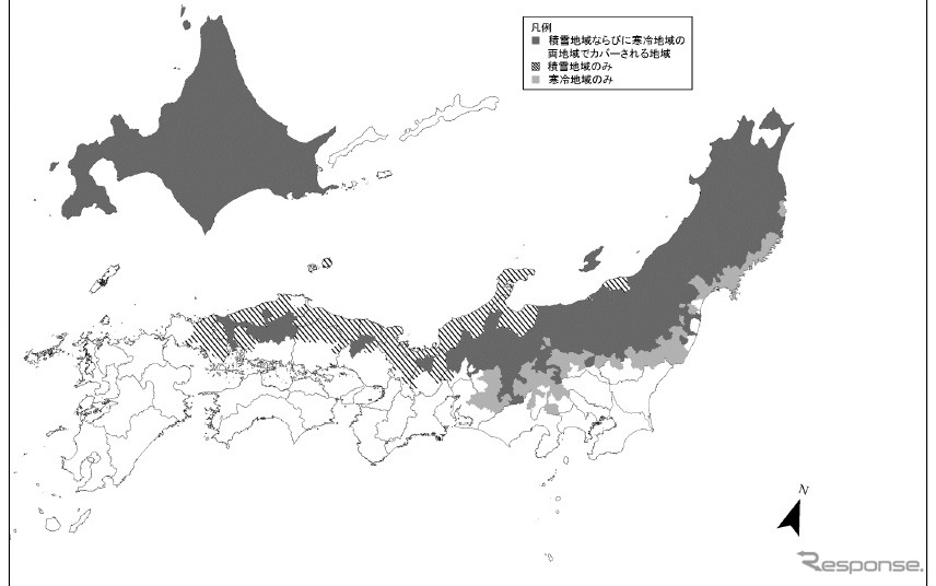 積雪寒冷特別地域略図