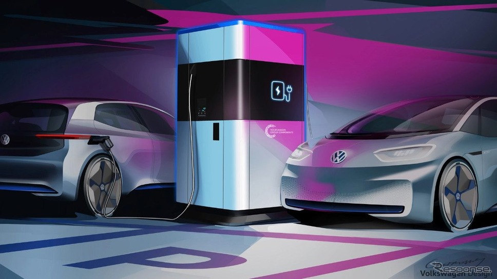 VWグループの移動式の急速充電ステーションのイメージスケッチ