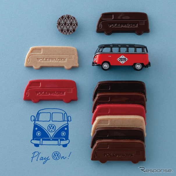 フォルクスワーゲンバスでは、モロゾフのVWコラボチョコレートを販売する