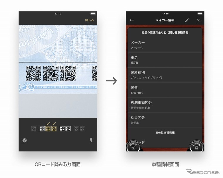 カーナビタイム 車検証qrコードを読み取るだけで車種情報を自動登録 レスポンス Response Jp