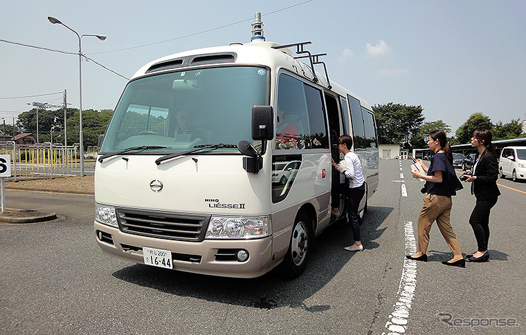 埼玉工業大学とミクニ ライフ&オートがつくった自動運転バス（日野リエッセ II）