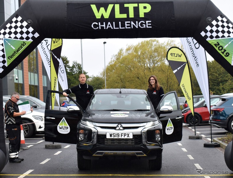 英国で開催された燃費競争「WLTPチャレンジ」に参加した三菱L200