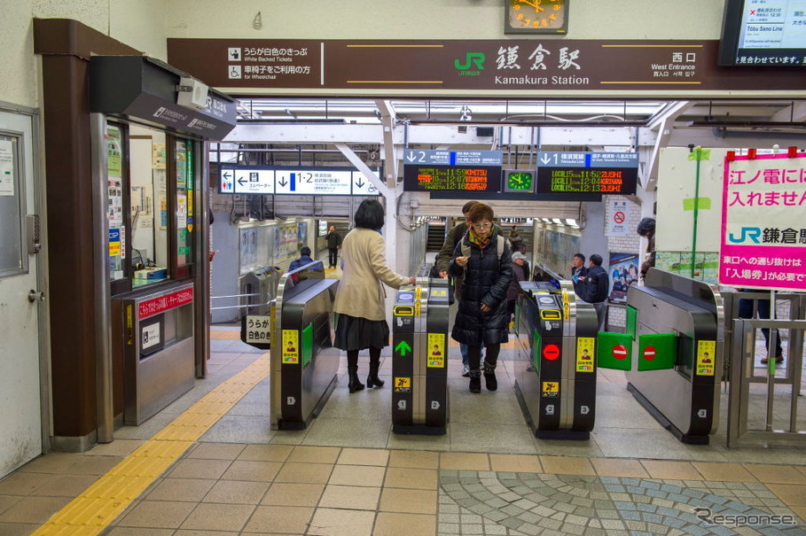 従来の改札口。写真は鎌倉駅。
