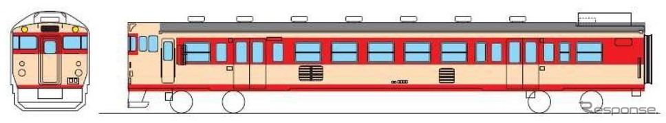 国鉄急行色となるキハ47形のイメージ。