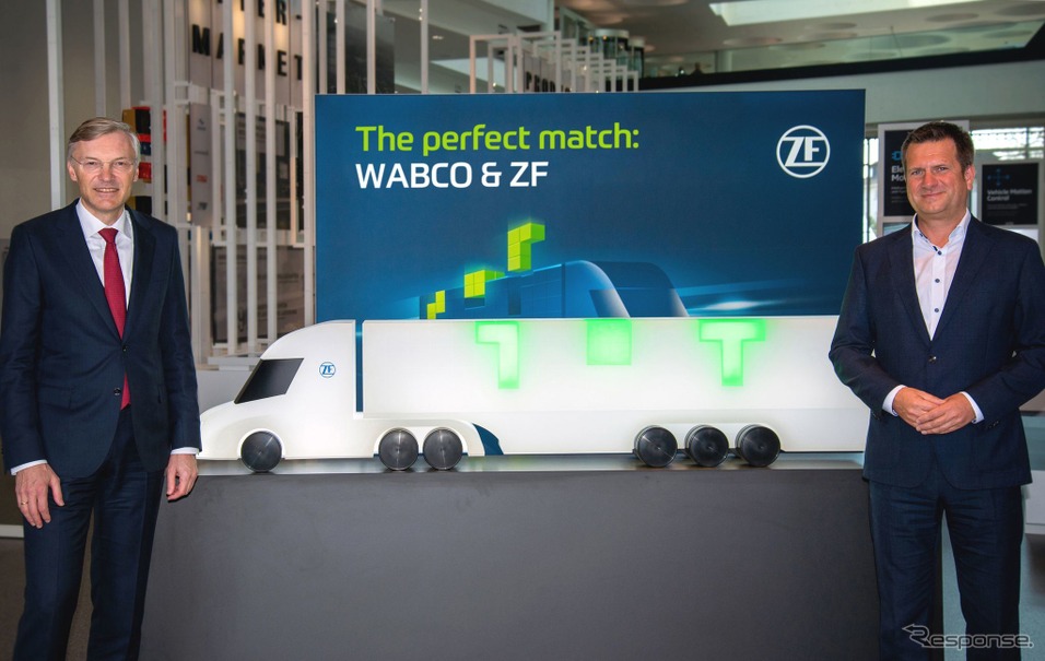 ZFのウォルフ＝へニング・シャイダーCEOとWABCO（ワブコ）を統合したZFの「商用車コントロールシステム」部門のトップに就任したフレデリック・ステッドラー氏