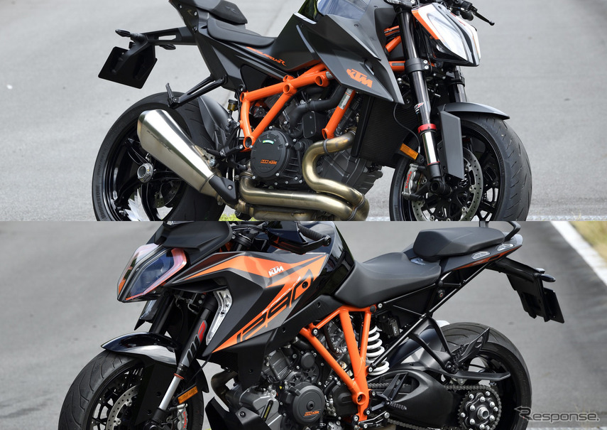 KTM 1290スーパーデュークR（上）と1290スーパーデュークGT（下）