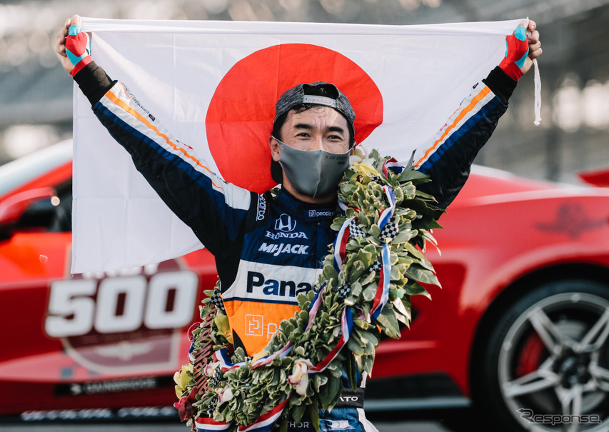 インディ500での通算2勝目をあげた佐藤琢磨。