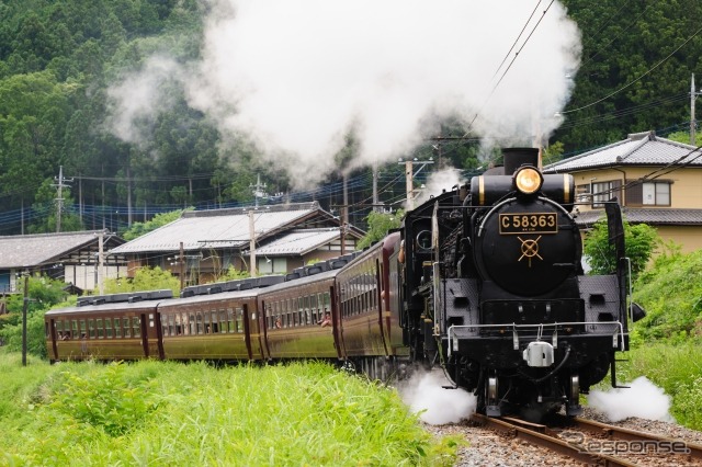 休止直前の2019年に運行された時の『パレオエクスプレス』。1988年3月の運行開始から30年以上の時が経過したが、2018年にはC58 363の故障により3ヶ月間の運休を余儀なくされたこともあった。全般検査を経た元気な姿を期待したい。