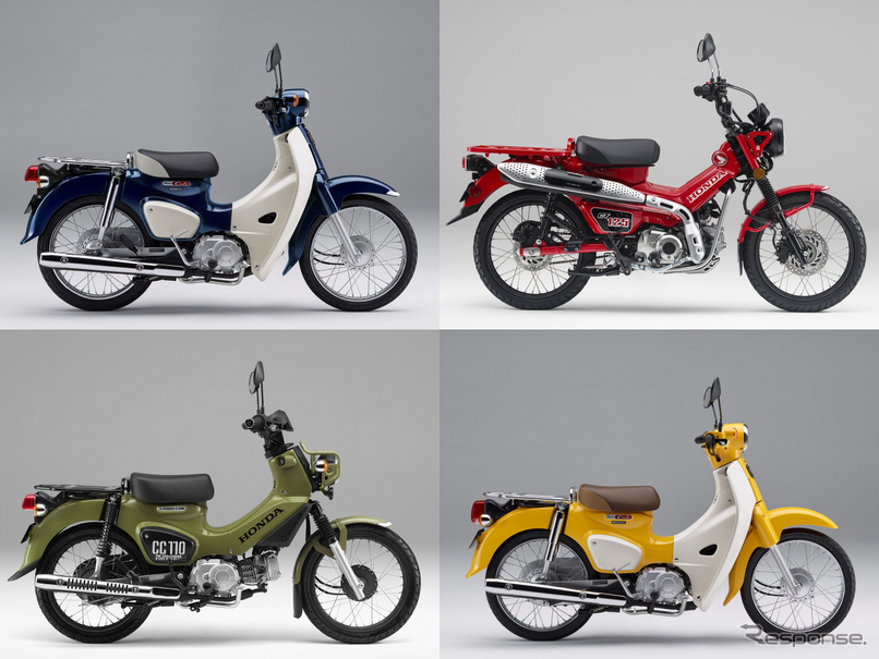 ホンダ スーパーカブ110（左上）、CT125・ハンターカブ（右上）、クロスカブ110（左下）、スーパーカブ50（右下）