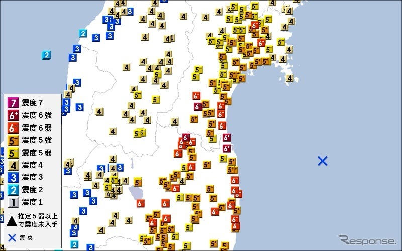 各地の震度