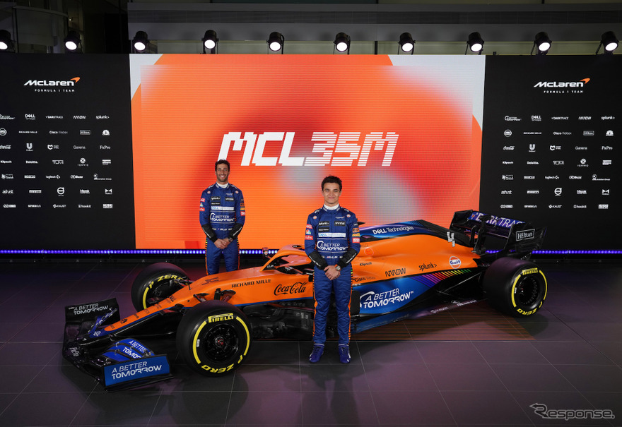 マクラーレンがメルセデスPU搭載の2021年型マシン「MCL35M」を発表。