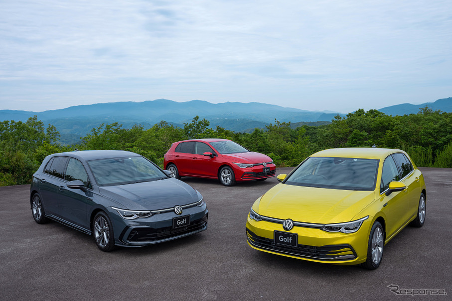 VW ゴルフ 新型。右から「Style」「Active」「R-Line」