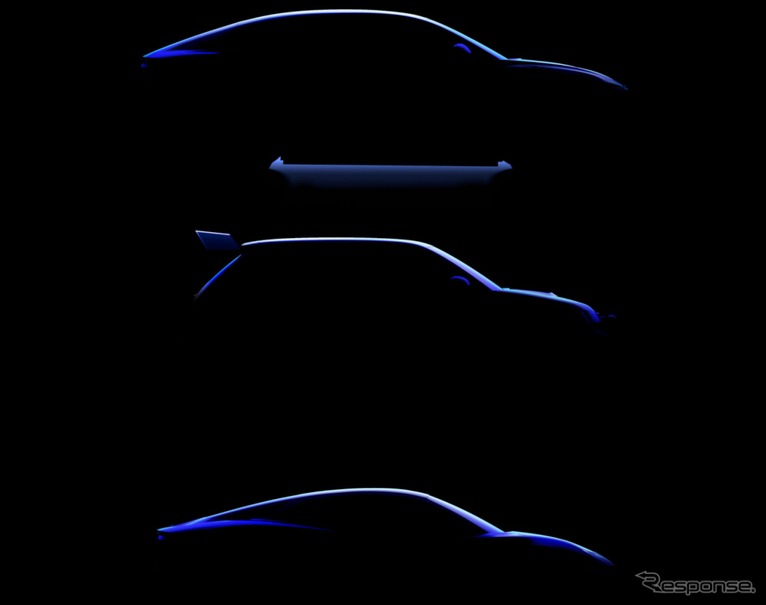 アルピーヌ初の市販EVとして開発中の3車種のティザーイメージ