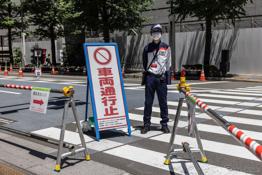 東京2020を控え通行止めとなっている会場周辺道路
