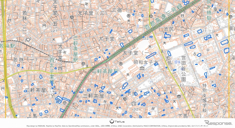 Tellus VPLの新規駐車場用スペース解析結果イメージ画像