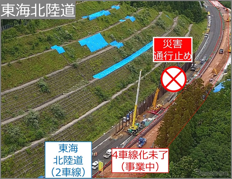 「平成30年7月豪雨」により、東海北陸道で災害による通行止め。