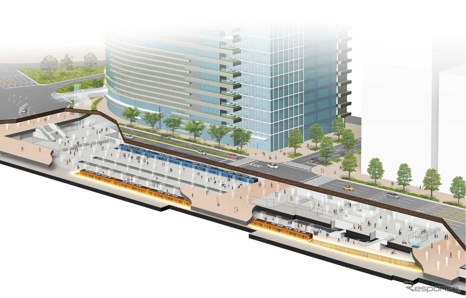 大阪梅田駅改良工事の完成予想図。