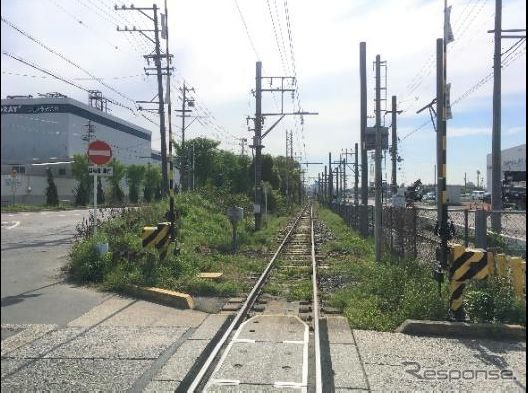 実験に使用される名鉄築港線。