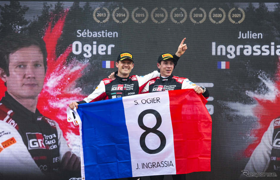 セバスチャン・オジェ（左）が8冠目のWRCタイトルを獲得。コ・ドライバーのジュリアン・イングラシア（右）も同じく8冠目。