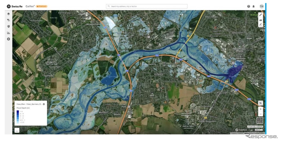 2021年7月にドイツで発生した洪水（(人工衛星による高解像度水フットプリント）