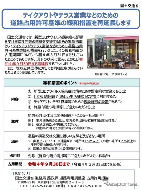 道路占用に関するコロナ特例