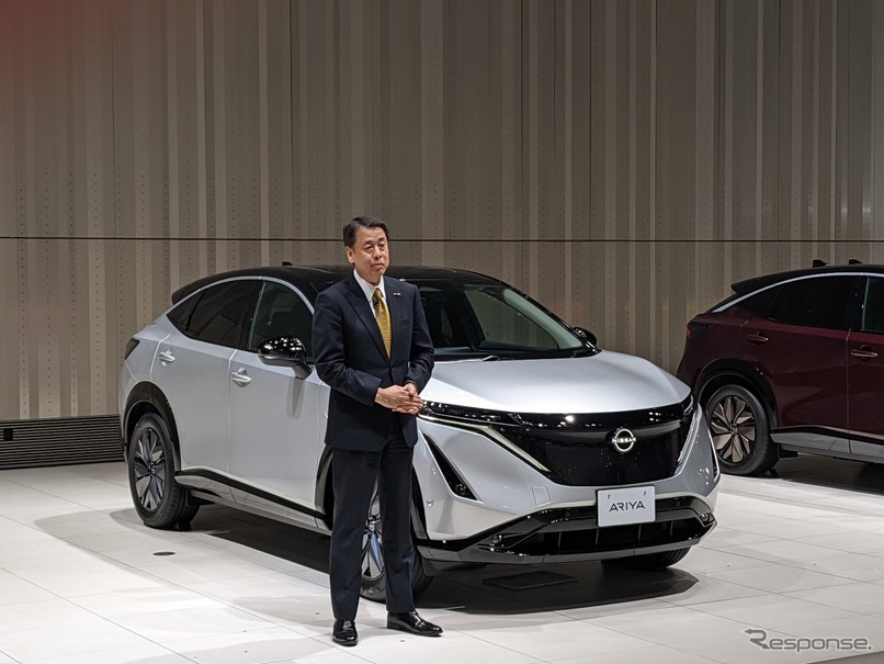 アリアを前に日産の強みを語り、新入社員にエールを送る内田CEO