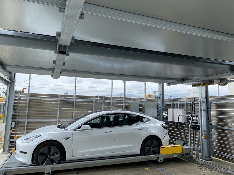 ニッパツパーキングシステムズ製機械式駐車場に設置した全パレット対応EV充電器