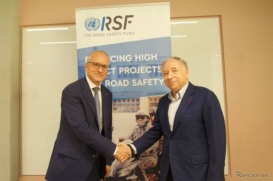 国連事務総長ロードセーフティ特使 ジャン・トッド氏（左）とブリヂストン常務執行役員 BSEMIA管掌 BSEMIA Management Board Chair兼CEO兼プレジデント　ローラン・ダルトー氏