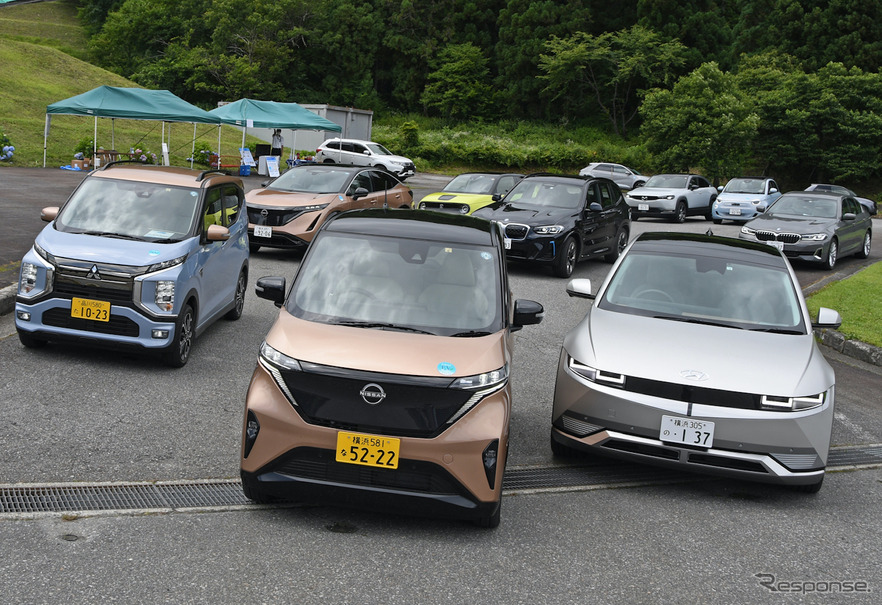 試乗会用に集められた最新のEV・PHEV（第9回 ジャパンEVラリー）