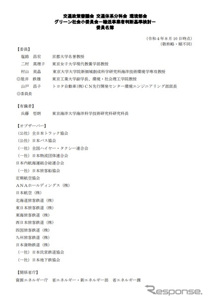 グリーン社会小委員会の委員