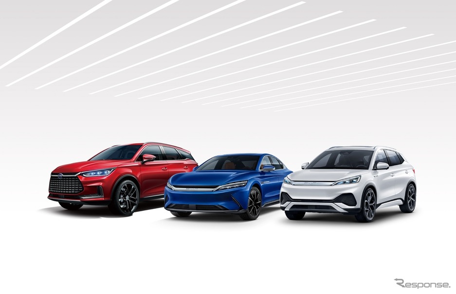 BYDの欧州ラインナップ。左から『TANG』、『HAN』、『ATTO 3』