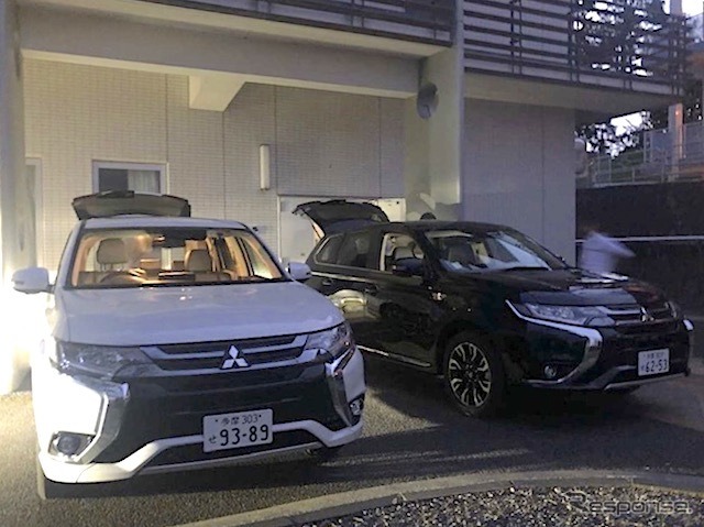 老人ホームでPHEVから給電する様子（2019年）