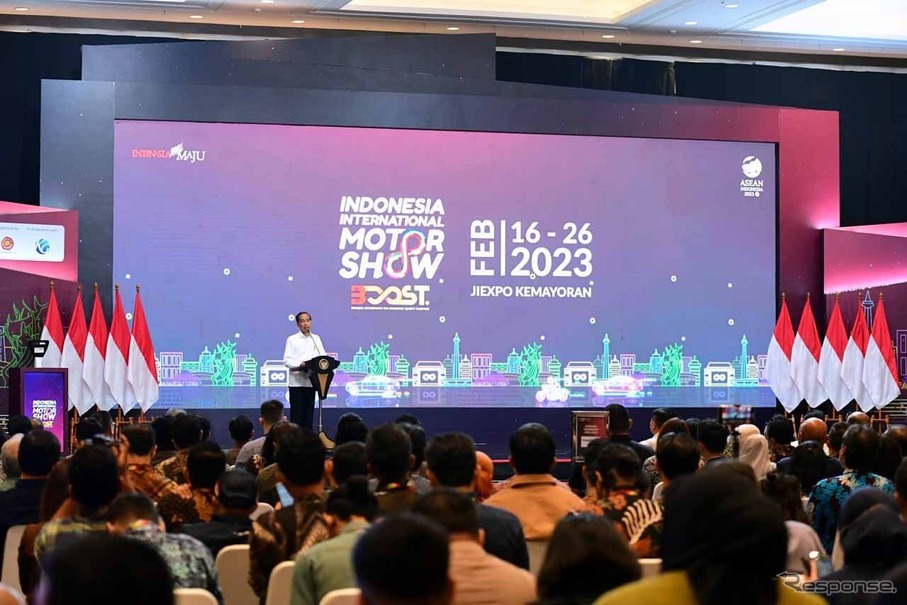 インドネシア/ジャカルタで2月16日（現地時間）に開催されたIIMS2023。オープニングセレモニーではジョコ大統領が出席した