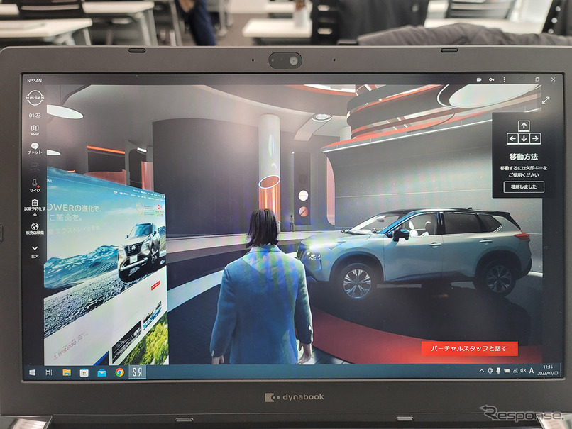NISSAN HYPE LABのショールーム。サクラ、アリア、フェアレディZ、エクストレイルが展示されている。
