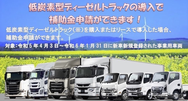 二酸化炭素排出抑制対策事業費等補助金 （低炭素型ディーゼルトラック普及加速化事業）希望事業者を募集