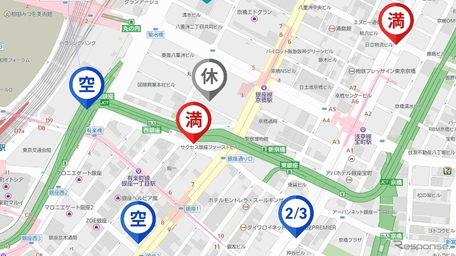満空情報を地図上で表示したイメージ画像