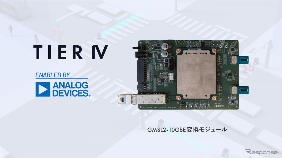 ティアフォーがアナログ・デバイセズと共で開発したGMSL2-10GbE変換モジュール