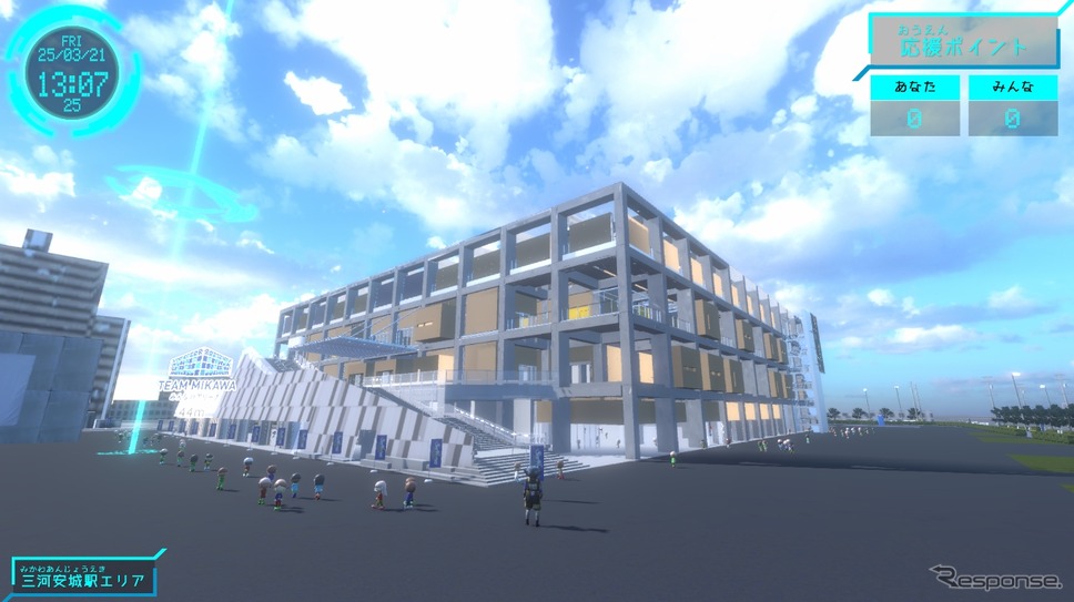 アイシンが仮想空間プラットフォーム（メタバース）を用いて安城市に建設中の新アリーナを体験できるブースを出展