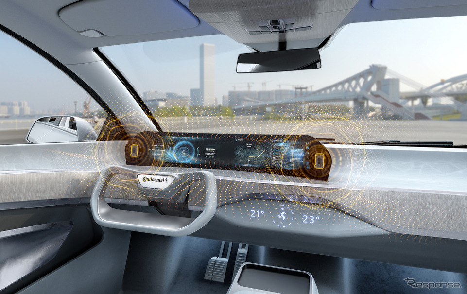 コンチネンタルの車載ディスプレイとスピーカー機能を一体化させた「Ac2ated Sound」技術
