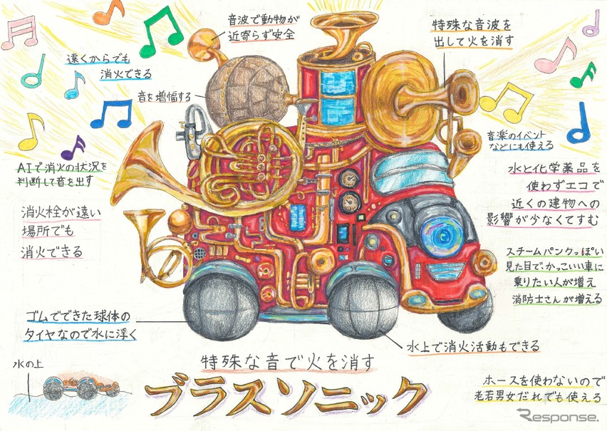 「第20回 未来の消防車アイデアコンテスト」最優秀賞 縄 乃々香さんの作品