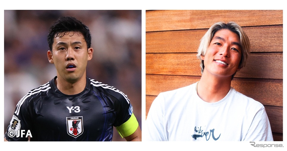 サッカーの遠藤航選手とプロサーファーの五十嵐カノア選手