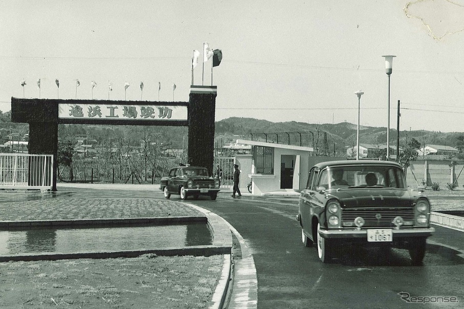 日産追浜工場竣工（1961年）。車両はセドリック