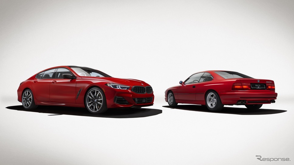 BMW M850i エディション M ヘリテージ（左）と初代8シリーズ