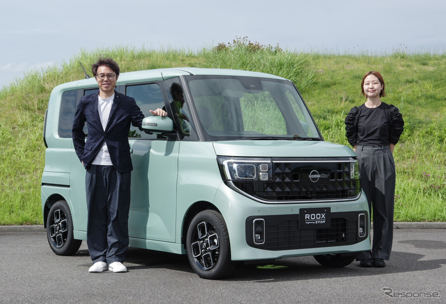 日産 ルークスのデザインに携わった入江慎一郎さん（左）と三宅広華さん（右）