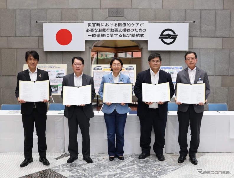 三菱自動車が倉敷市、倉敷中央病院、市民病院などと協定を締結